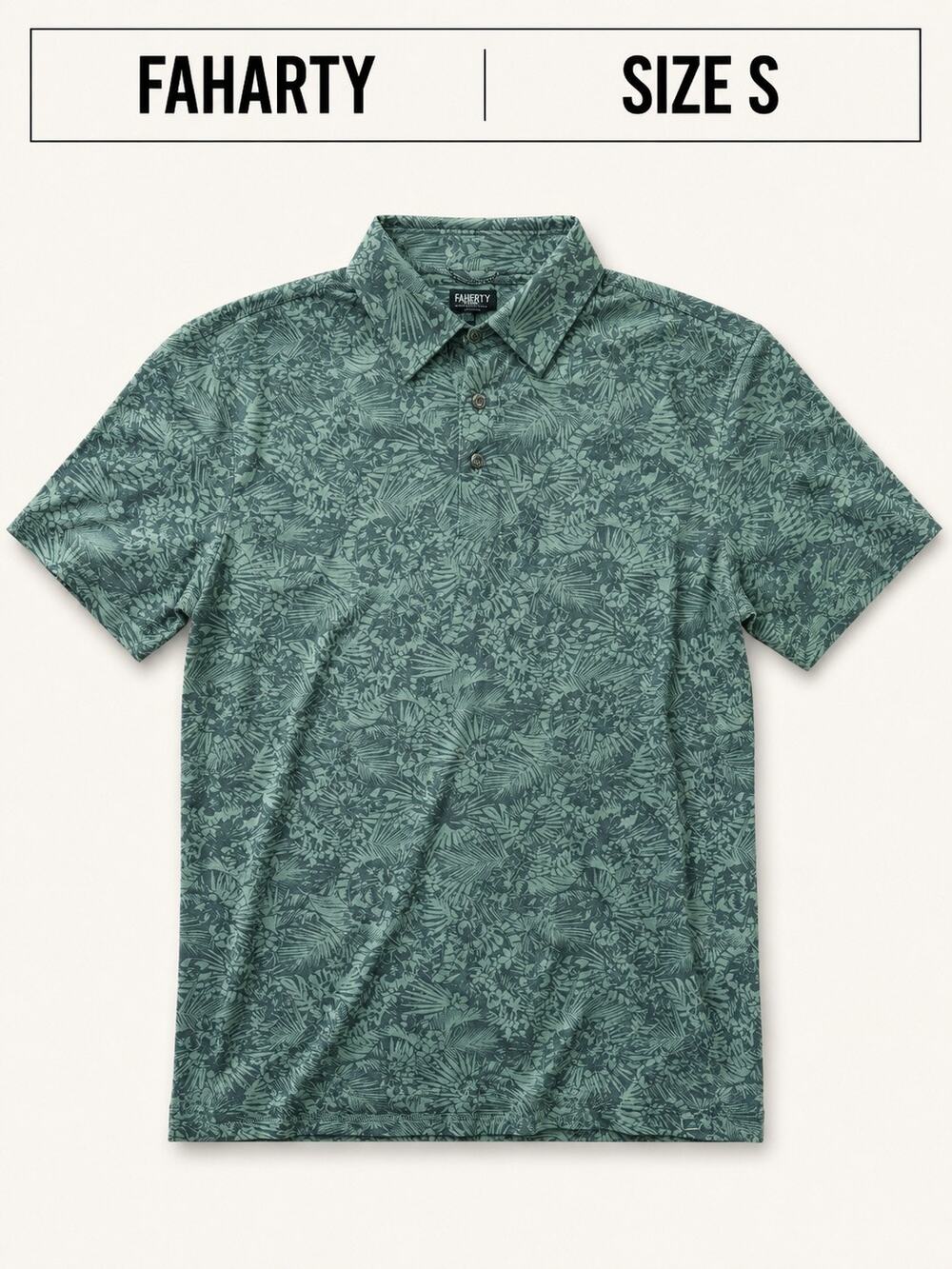 Faherty Sunwashed Tropical Print Organic Cotton Polo – Small – NWOT